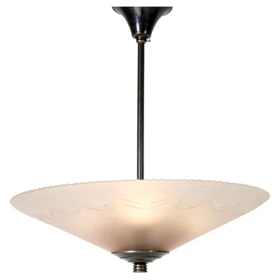 Pre-owned Orrefors Edward Hald Ceiling Light, Peach Glass & Metal, Swedish Design, 1920s In Sand