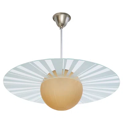 Pre-owned Orrefors Edward Hald, Pendant Light, Nickel, Glass, Sweden, 1930s In Transparent