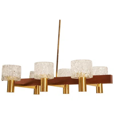 Pre-owned Orrefors Glass Cylinders Chandelier By Carl Fagerlund For  In Sand