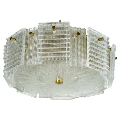 Pre-owned Orrefors Glass Pendant By Carl Fagerlund Glass And Brass, Sweden, 1960 In Transparent
