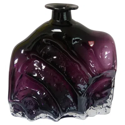 Pre-owned Orrefors Holiday Gift - Lars Hellsten  Sweden Purple Art Glass Vase Signed