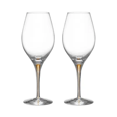 Orrefors Intermezzo Balance Gold Wine Glass, Set Of 2 - Exclusive In Clear