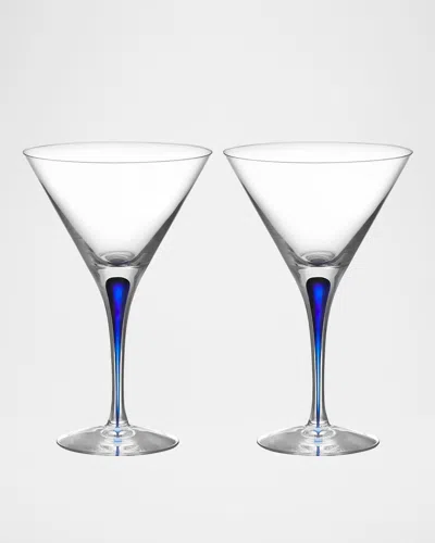 Orrefors Intermezzo Blue Martini Glasses, Set Of 2