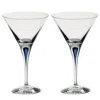 Orrefors Set Of 2 Intermezzo Blue Martini Glasses