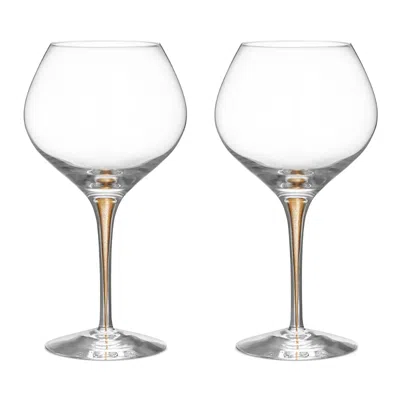ORREFORS INTERMEZZO BOUQUET GOLD WINE GLASS, SET OF 2 - EXCLUSIVE