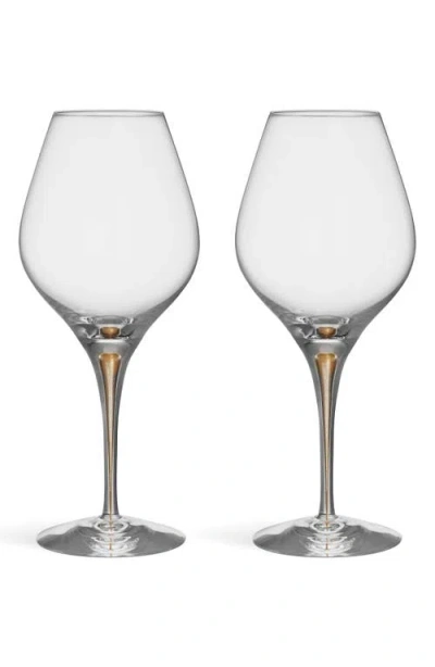 Orrefors Intermezzo Gold Aroma Set Of 2 Red Wine Glasses