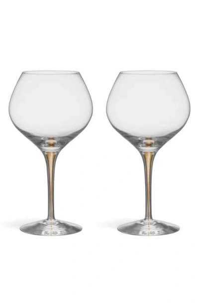 ORREFORS ORREFORS INTERMEZZO GOLD BOUQUET SET OF 2 WINE GLASSES