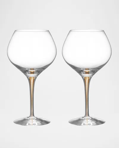 ORREFORS INTERMEZZO GOLD BOUQUET WINE GLASSES, SET OF 2