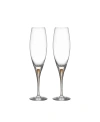 Orrefors Intermezzo Gold Set Of 2 Champagne Glasses In Clear