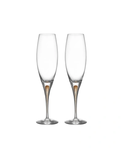 ORREFORS INTERMEZZO GOLD CHAMPAGNE GLASS, 2-PACK