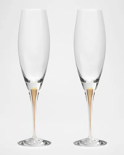 Orrefors Intermezzo Gold Champagne Glasses, Set Of 2 In Transparent