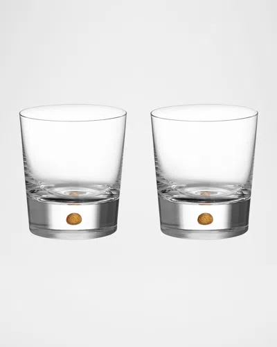 ORREFORS INTERMEZZO GOLD DOUBLE OLD FASHION GLASSES, SET OF 2