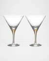 Orrefors Intermezzo Gold Set Of 2 Martini Glasses In Gold