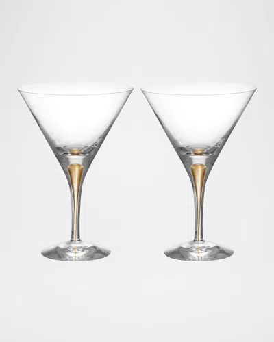 Orrefors Intermezzo Gold Martini Glasses, Set Of 2