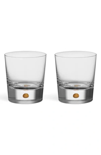 ORREFORS ORREFORS INTERMEZZO GOLD SET OF 2 DOUBLE OLD FASHIONED GLASSES