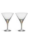 Orrefors Intermezzo Gold Set Of 2 Martini Glasses In Gold