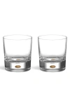 Orrefors Intermezzo Gold Set Of 2 Old Fashioned Glasses