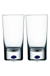 Orrefors Intermezzo Set Of 2 13oz Tumblers In Clear/blue