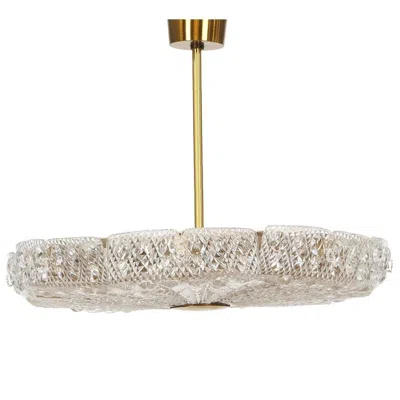 Pre-owned Orrefors Jupiter Pendant Chandelier By Carl Fagerlund For  In Sand