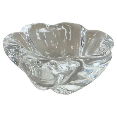 Pre-owned Orrefors Large 2kg Floral Glass Shell Bowl Ashtray Element By , Sweden, 1970s In Transparent