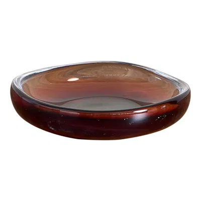 Pre-owned Orrefors Large Glass Bowl By  In Brown