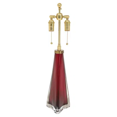 Pre-owned Orrefors Large Ruby Red Frosted Crystal Lamp By Carl Fagerlund For .