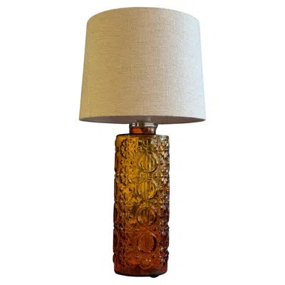 Pre-owned Orrefors Large Swedish Mid-century Table Lamp In Amber Colored Glass. 1960's. In Brown