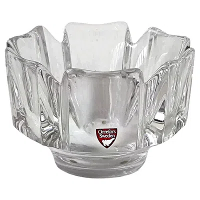 Pre-owned Orrefors Lars Hellsten  Crystal Bowl, Six-sided Design, 1960s Sweden In Gray