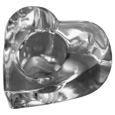 Pre-owned Orrefors Martti Rytkönenfor  Valentino Heart Shape Votive Paperweight In Gray