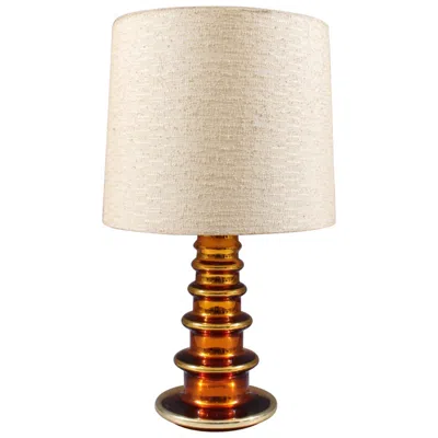 Pre-owned Orrefors Metallic Amber Glass Table Lamp By Gustav Leek For , 1960s In Brown