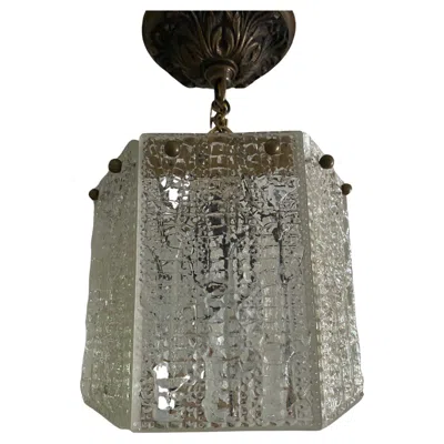 Pre-owned Orrefors Mid 20th Century  Carl Fagerlund Crystal Panel Modern Chandelier 8 Sided In Transparent