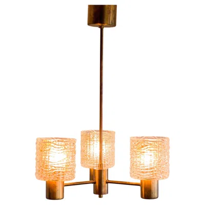 Pre-owned Orrefors Mid Century Modern Chandelier By Carl Fagerlund In Orange