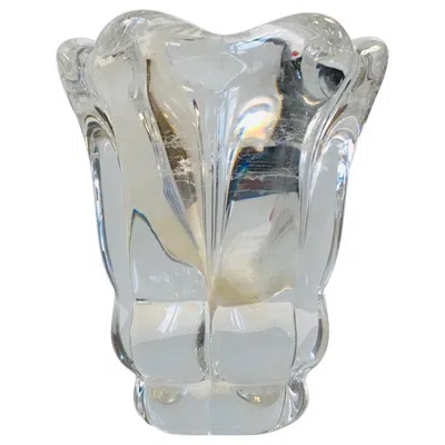 Pre-owned Orrefors Midcentury Crystal Vase By Nils Landberg For , 1950s In Transparent