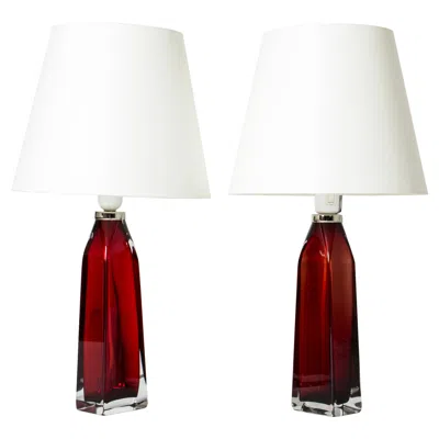 Pre-owned Orrefors Midcentury Glass Table Lamps By Carl Fagerlund, , Sweden, 1960s In Transparent