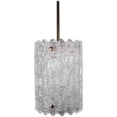 Pre-owned Orrefors Mid-century Modern Crystal Cylinder Pendant By Carl Fagerlund, 1950s In Transparent