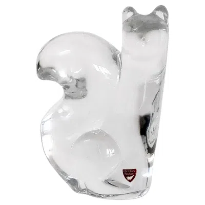 Pre-owned Orrefors Mid-century Modern Squirrel Crystal Sculpture By Olle Alberius, 1970s In Gray