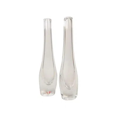 Pre-owned Orrefors Midcentury Nils Landberg  Pair Of Vases, Circa 1950s In Gray