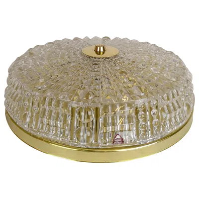 Pre-owned Orrefors Midcentury  Crystal Brass Ceiling Lamp, Carl Fagerlund, 1970s, Sweden In Brown