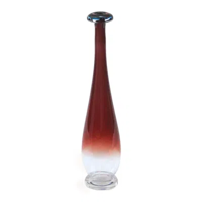 Pre-owned Orrefors Nils Landberg Red Expo Tulip Vase,  Glassworks, Circa 1950s