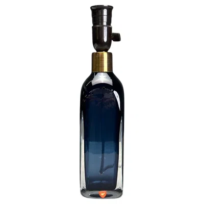 Pre-owned Orrefors Nils Landberg, Swedish Modern, Blue Tinted Glass, Table Lamp, Sweden, 1960s