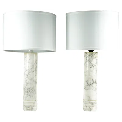 Pre-owned Orrefors Pair Of Alabaster Lamps. Italy 1970 In Transparent