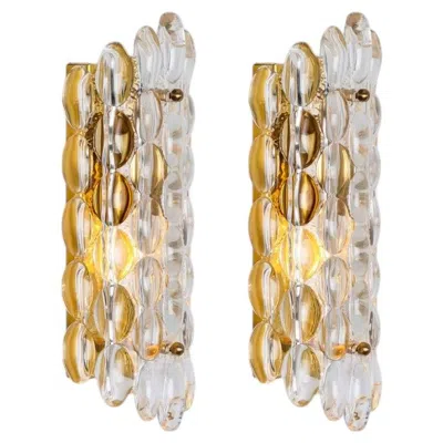 Pre-owned Orrefors Pair Of Brass Wall Lights By Fagerlund For , 1960 In Beige