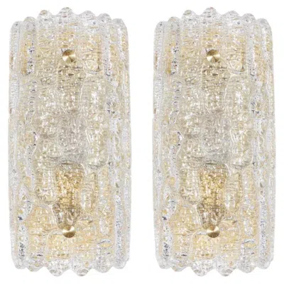 Pre-owned Orrefors Pair Of Carl Fagerlund For  Sconces, 4 Pairs Available In Sand