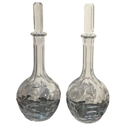 Pre-owned Orrefors Pair Of Chic Swedish Decanters Sven Palqvist In Gray