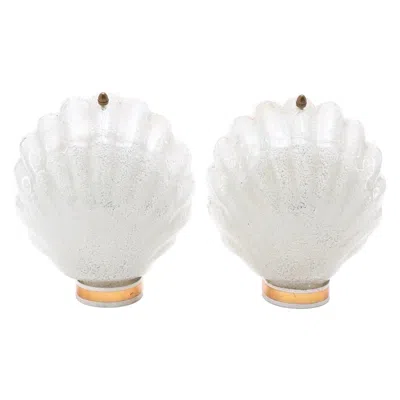 Pre-owned Orrefors Pair Of Clam Shaped Sconces, Sweden 1970 In Transparent