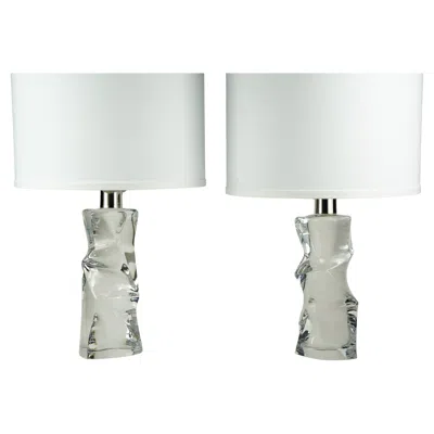 Pre-owned Orrefors Pair Of Clear Crystal  Lamps, Olle Alberius, Sweden, 1970 In Transparent