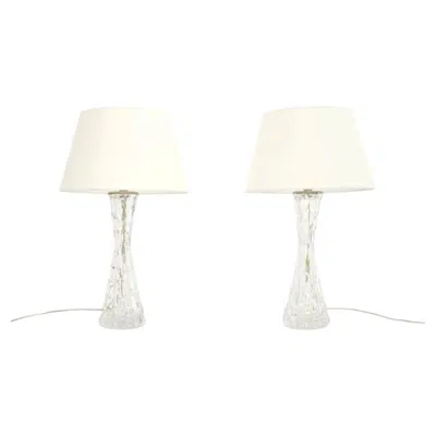 Pre-owned Orrefors Pair Of Large Vintage Swedish Table Lamps By Carl Fagerlund For  In Sand