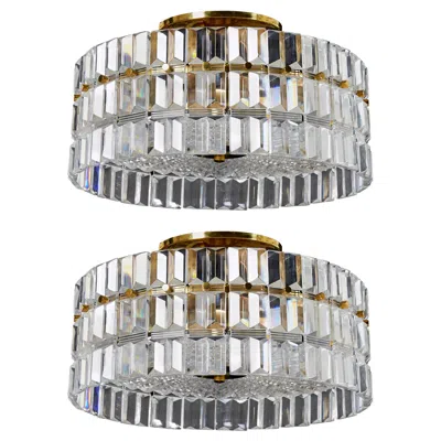 Pre-owned Orrefors Pair Of  Crystal Flushmounts Designed By Carl Fagerlund, 1970, Sweden In Transparent