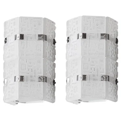 Pre-owned Orrefors Pair Of Sconces In Chrome And Crystal, Year: 1950, Sweden In Transparent