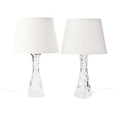 Pre-owned Orrefors Pair Of Table Lamps By Carl Fagerlund For , Sweden, 1960s In Transparent
